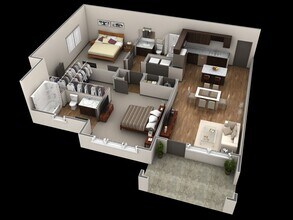 2 BR Premier Courtyard 1057 floor plan